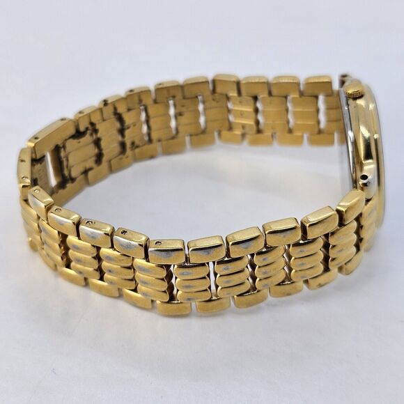 VTG Citizen CQ Women\'s Watch 32MM Black Dial Date Gold Bracelet 7.5\